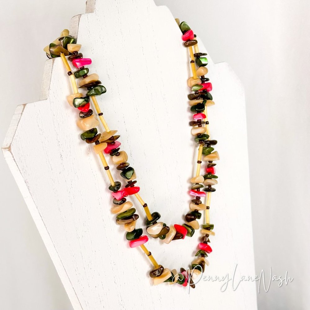 Vintage Double Strand Rocky Beaded Necklace - Picture 4 of 7